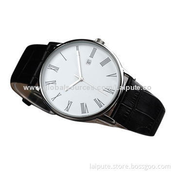 Fashionable Wristwatch with Stainless Steel Case, Genuine Leather Strap and 3ATM Water Resistance